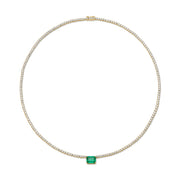 HEPBURN CHOKER WITH EMERALD CUT COLOMBIAN EMERALD CENTER 1.62CTS