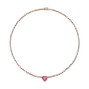 PINK SAPPHIRE HEART DIAMOND HEPBURN CHOKER
