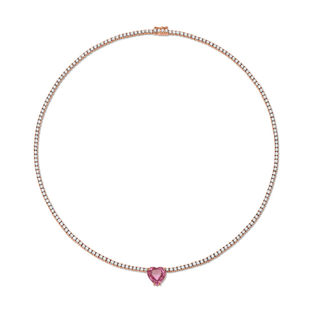 PINK SAPPHIRE HEART DIAMOND HEPBURN CHOKER