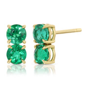 DOUBLE ROUND EMERALD STUDS