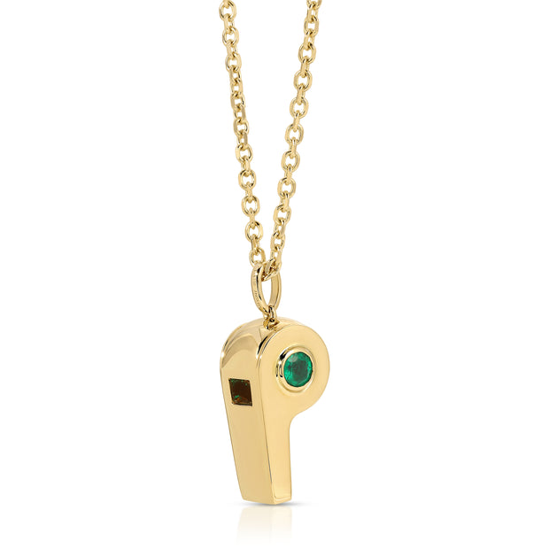 GOLD AND COLOMBIAN EMERALD WHISTLE