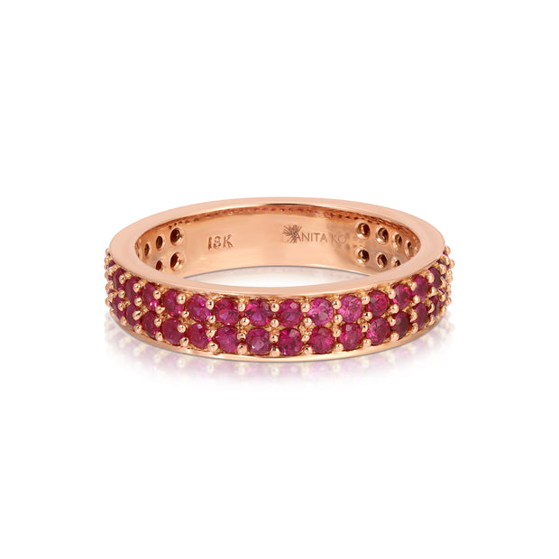 RUBY DOUBLE ROW 3/4 ETERNITY BAND