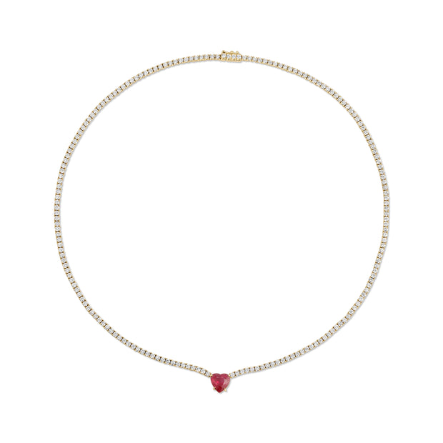 HEPBURN CHOKER WITH RUBY HEART CENTER