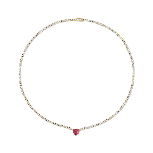 HEPBURN CHOKER WITH RUBY HEART CENTER