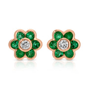 SMALL EMERALD FLORA STUDS