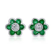 SMALL EMERALD FLORA STUDS