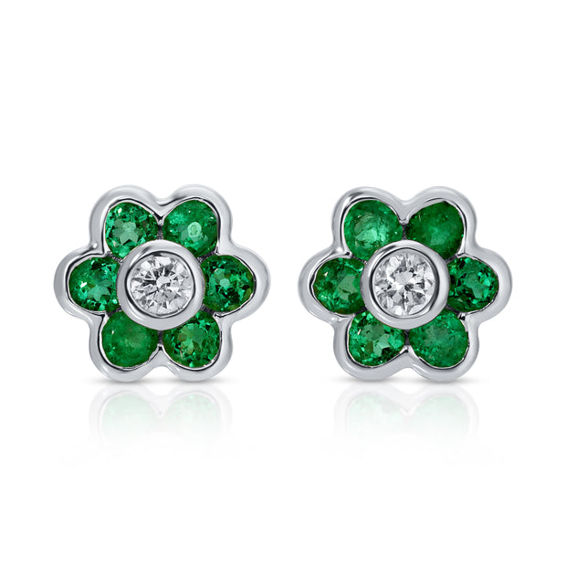 SMALL EMERALD FLORA STUDS