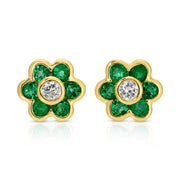 SMALL EMERALD FLORA STUDS