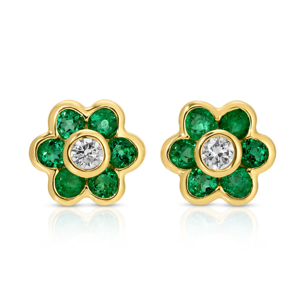 SMALL EMERALD FLORA STUDS