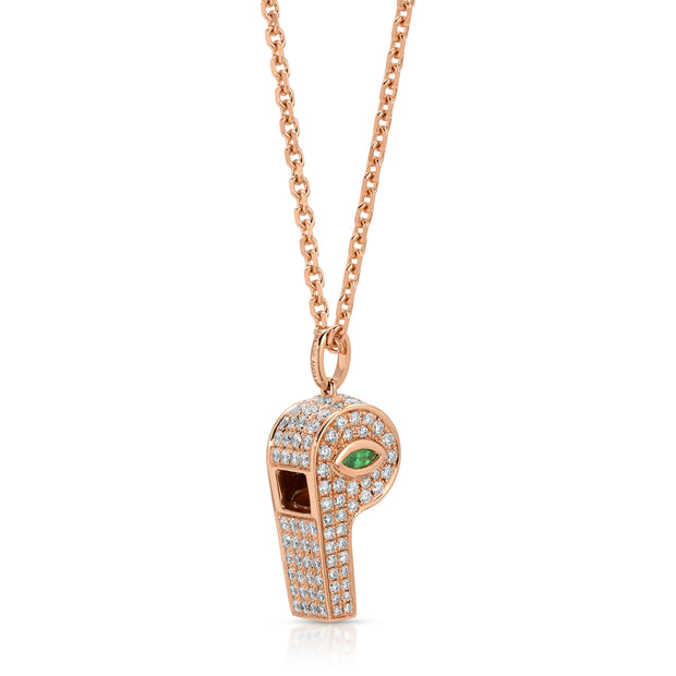 PAVE DIAMOND BABY WHISTLE WITH MARQUIS EMERALD