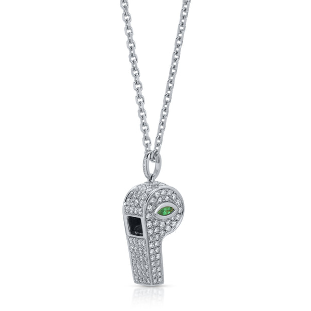 PAVE DIAMOND BABY WHISTLE WITH MARQUIS EMERALD