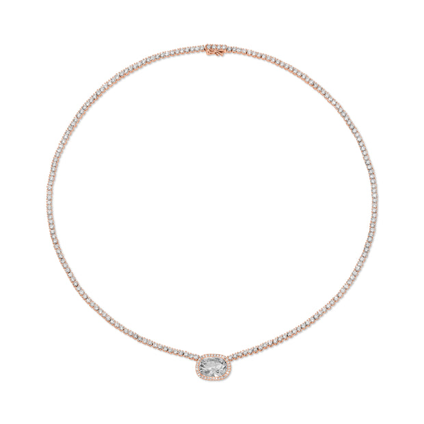 DIAMOND HEPBURN CHOKER WITH OLD MINE CUSHION CUT DIAMOND CENTER