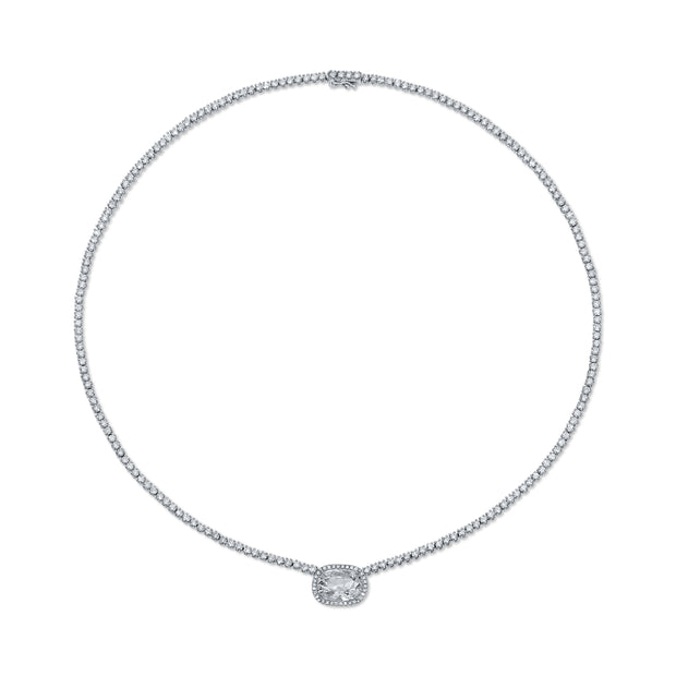 DIAMOND HEPBURN CHOKER WITH OLD MINE CUSHION CUT DIAMOND CENTER