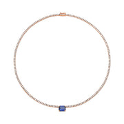 HEPBURN CHOKER WITH EMERALD CUT BLUE SAPPHIRE CENTER