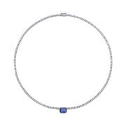 HEPBURN CHOKER WITH EMERALD CUT BLUE SAPPHIRE CENTER