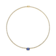 HEPBURN CHOKER WITH EMERALD CUT BLUE SAPPHIRE CENTER