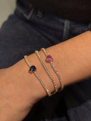 DIAMOND HEPBURN BRACELET WITH PINK SAPPHIRE HEART CENTER 1.86 CTS