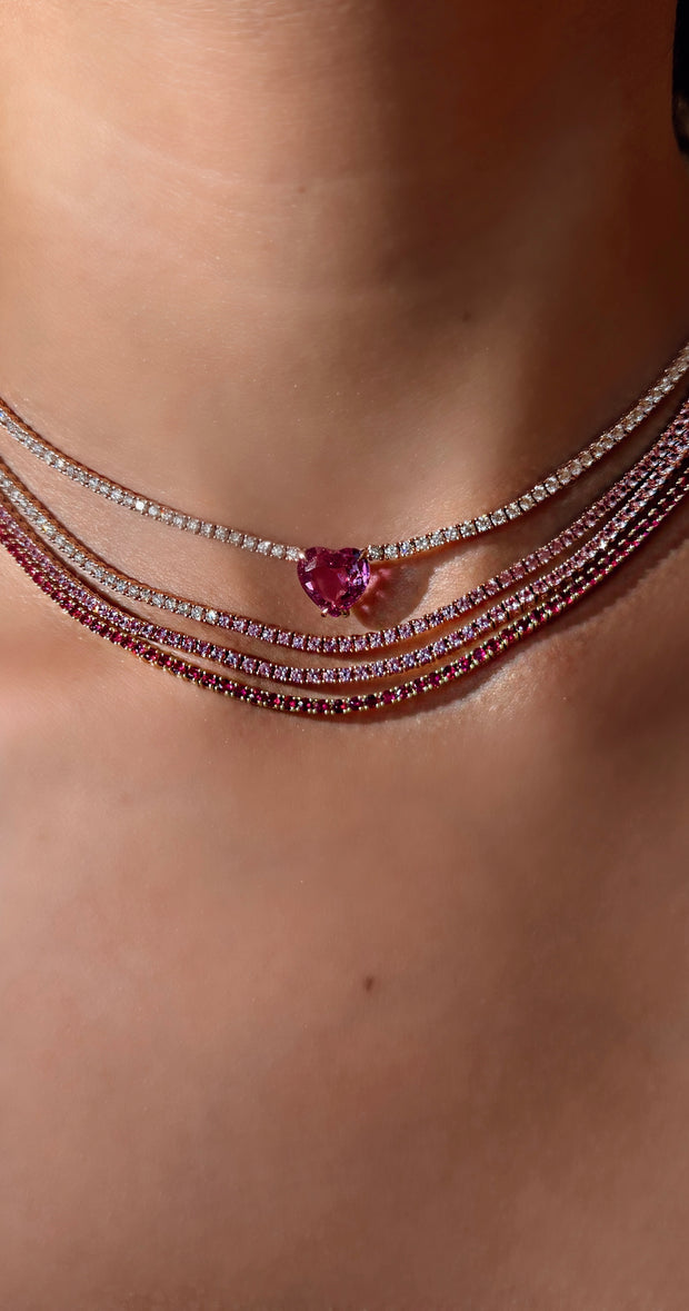DIAMOND AND PINK SAPPHIRE HEPBURN CHOKER 16"