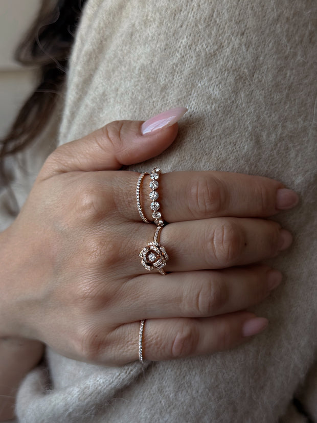 ROSE GOLD DIAMOND ROSE FLOWER RING