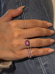 PEBBLE CUT PINK SAPPHIRE AND DIAMOND RING