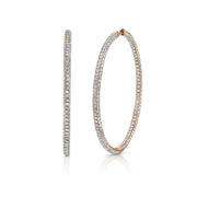 THREE ROW DIAMOND LARGE HOOP EARRINGS