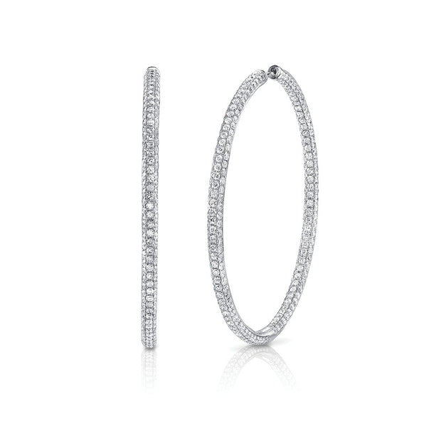 THREE ROW DIAMOND LARGE HOOP EARRINGS – Anita Ko