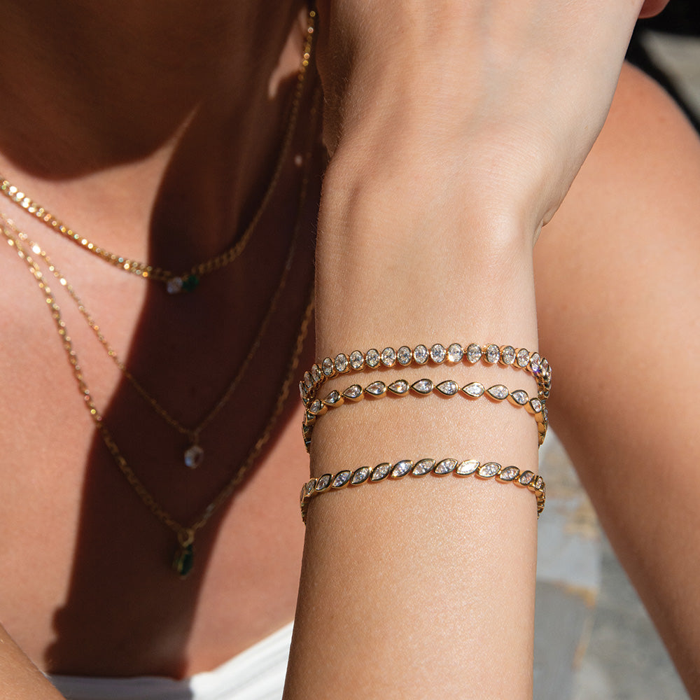PEAR DIAMOND BEZEL TENNIS BRACELET – Anita Ko