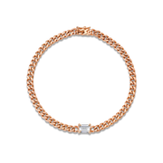 CUBAN LINK BRACELET WITH BAGUETTE DIAMOND CENTER .50