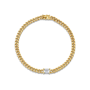 CUBAN LINK BRACELET WITH BAGUETTE DIAMOND CENTER .50