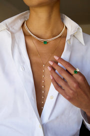 HEPBURN CHOKER WITH EMERALD CUT COLOMBIAN EMERALD CENTER 2.12 CTS