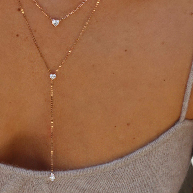 HEART AND MARQUISE DIAMOND LARIAT