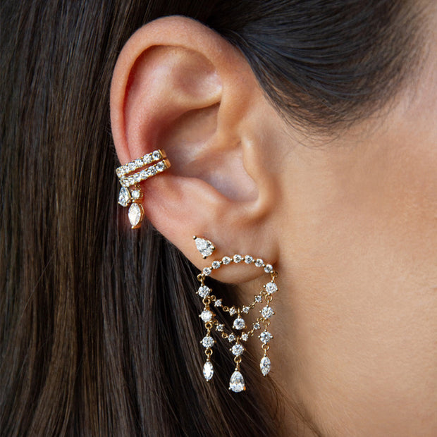 DELILAH EAR CUFF WITH MARQUISE DIAMOND DROP