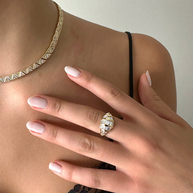 DOMED BAGUETTE DIAMOND ZOE RING