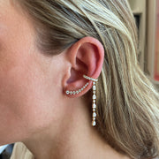 SINGLE ROW DIAMOND EAR CUFF WITH 5 PEAR AND ROUND DIAMOND DROPS