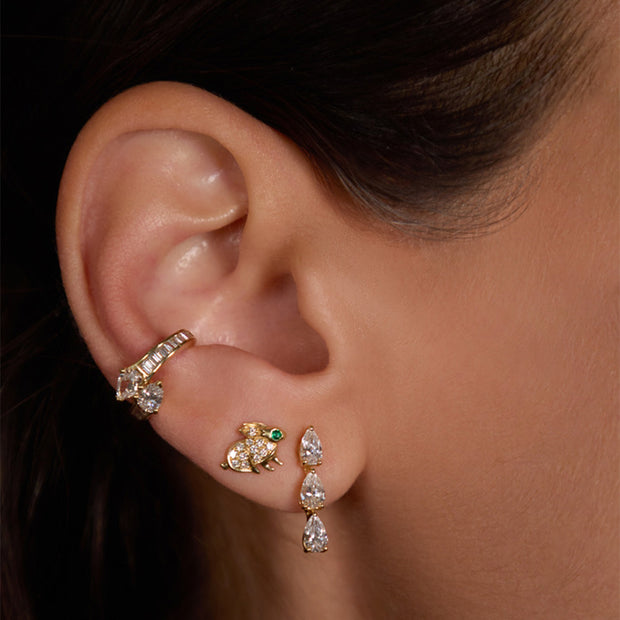 THREE PEAR DIAMOND DOT STUDS