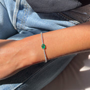 DIAMOND HEPBURN BRACELET WITH OVAL EMERALD CENTER