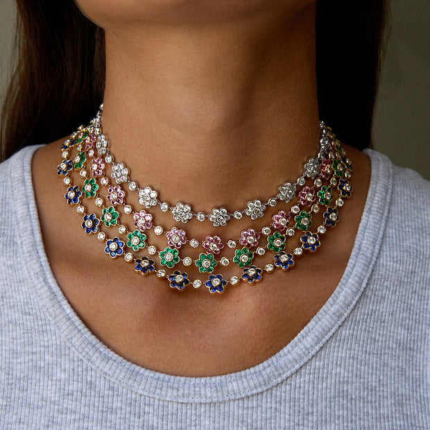 COLOMBIAN EMERALD AND DIAMOND FLORA CHOKER