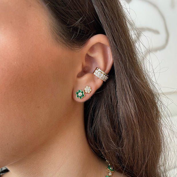 COLOMBIAN EMERALD FLORA STUDS