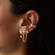 DIAMOND LOTUS DOUBLE PIERCING  EARRING