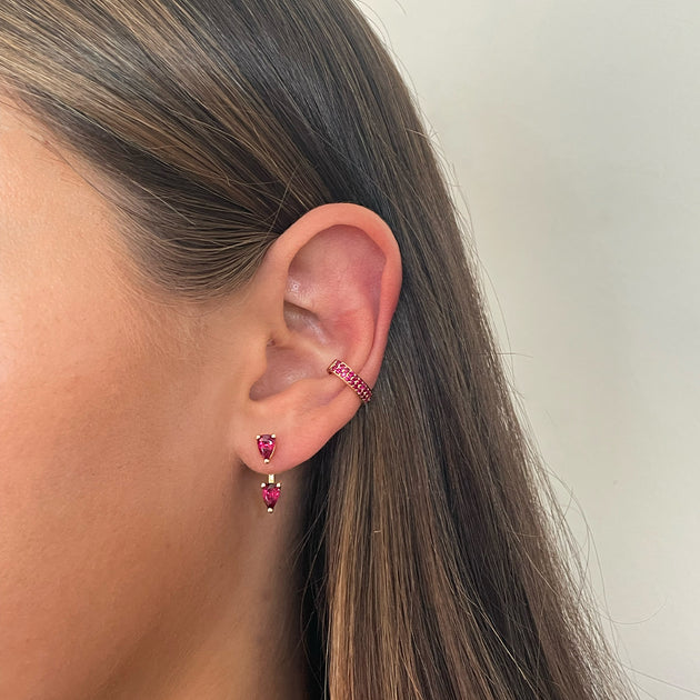Ruby Earring Loop LARGE PEAR RUBY ORBIT EARRING – Anita Ko