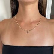 ROPE CHAIN WITH PEAR DIAMOND PENDANT