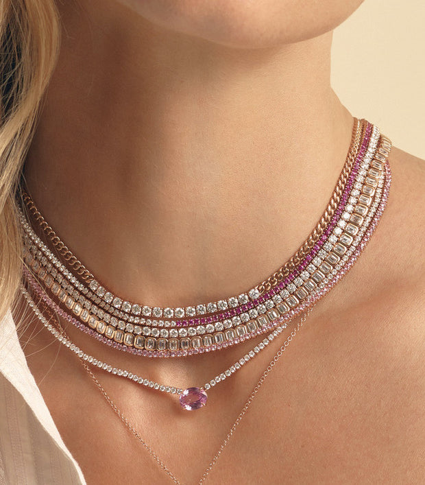 PINK SAPPHIRE OVAL DIAMOND HEPBURN NECKLACE