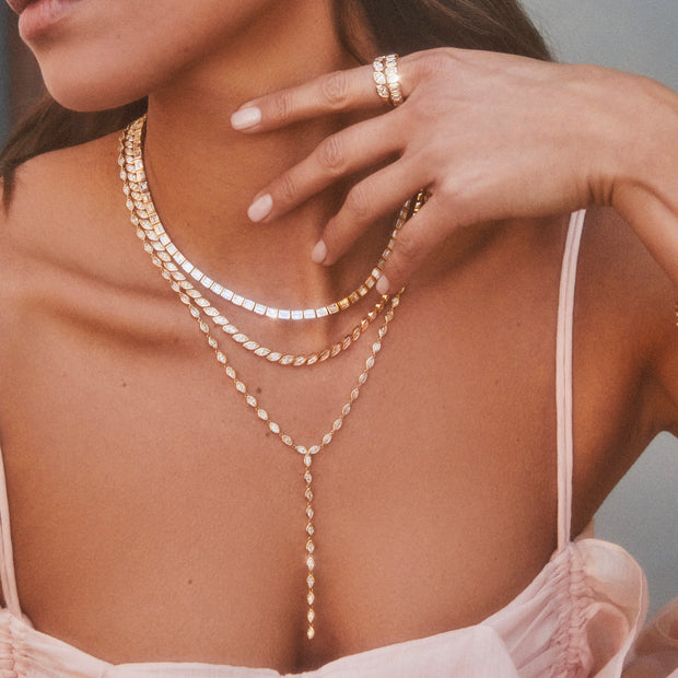 BEZELED MARQUISE DIAMOND LARIAT