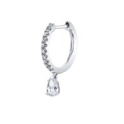 SINGLE DIAMOND HUGGIE WITH PEAR DIAMOND DROP