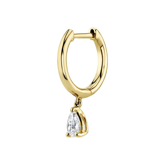 SINGLE HUGGIE WITH PEAR DIAMOND DROP