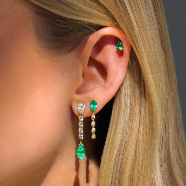 EMERALD PEAR LOOP EARRING