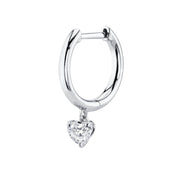 SINGLE HUGGIE WITH HEART DIAMOND DROP