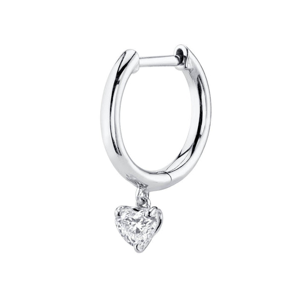 SINGLE HUGGIE WITH HEART DIAMOND DROP