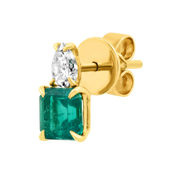 PEAR DIAMOND STUD & EMERALD CUT EMERALD