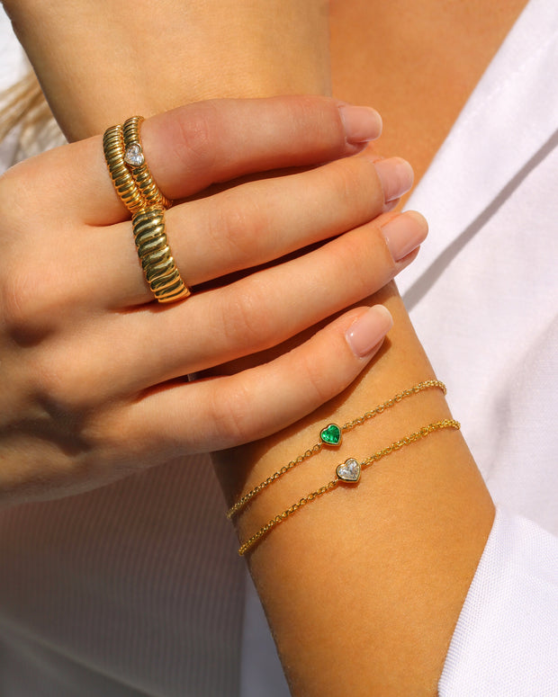 EMERALD HEART CHAIN BRACELET